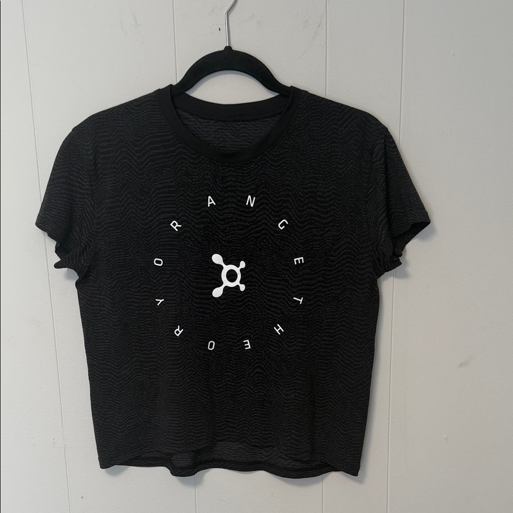 Black Lululemon Orange Theory Cropped Tee